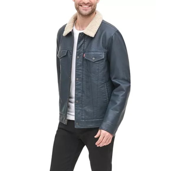 LEVI'S MEN FAUX LEATHER TRUCKER JACKET - Picture 5 of 10